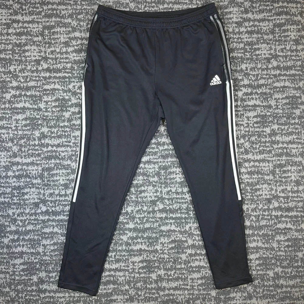 Adidas Track Pants Mens 2XLT Black White Aeroready Primegreen Tapered Joggers
